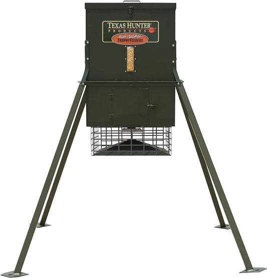 Texas Hunter Stand and Fill Wildlife & Deer Feeder w/ 4-Foot Stand and Fill Legs - 300 lb. Corn Capacity - Model TF300L4