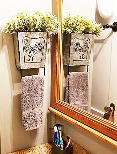 Farmhouse Bathroom Storage Box with Towel Bar ~ Galvanized Metal