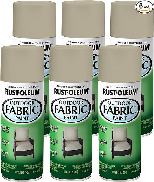 Rust-Oleum 358839-6PK Outdoor Fabric Spray Paint, 12 oz, Medium Gray, 6 Pack